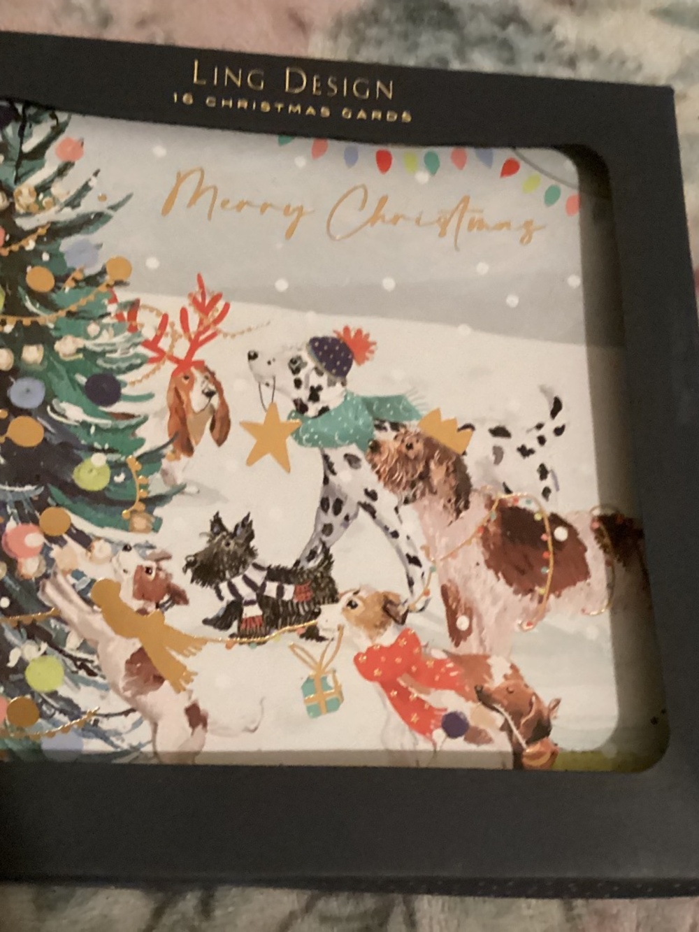 New Long Design Christmas Cards - doggies/16 cards and envelopes